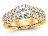 2.44 Carat (ctw VS2-VS1, D-E-F) IGI Certified Round Lab-Grown Diamond Engagement Ring 14K Yellow Gold